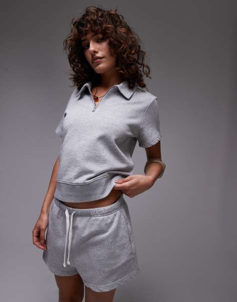 ARKET - Polo a maniche corte grigia con zip corta - view 1