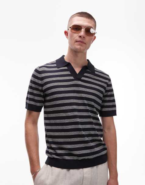 ARKET - Polo a maniche corte in maglia di cotone e lino a righe - view 1