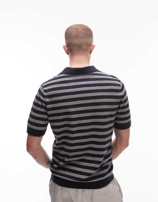 ARKET - Polo a maniche corte in maglia di cotone e lino a righe, 4 di 4