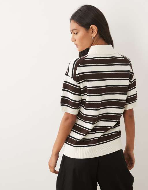 ARKET - polo de punto boxy de algodón en blanco roto, 4 de 4