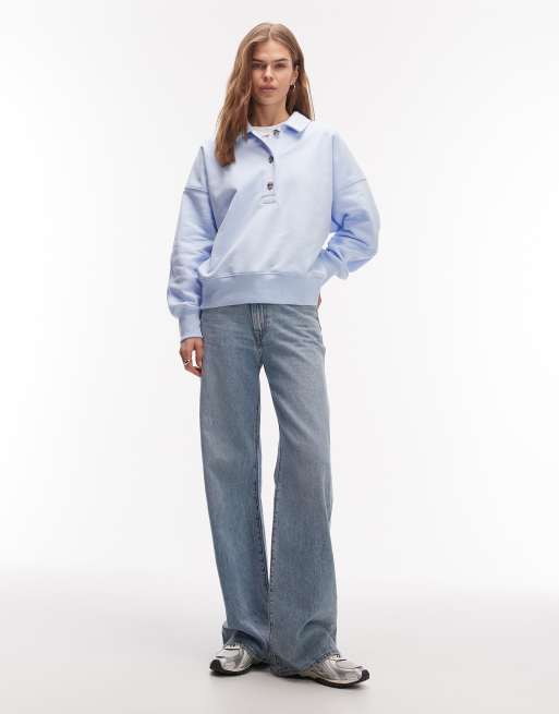 ARKET - Polo de rugby à manches longues en pur coton - Bleu clair, 4 de 4
