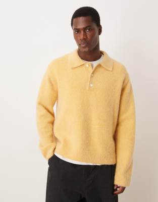 ARKET - Polo en laine et alpaga - Jaune-Noir