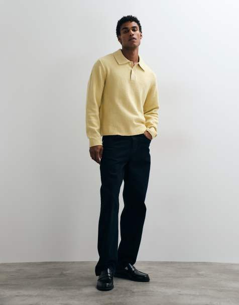 ARKET polo in maglia a maniche lunghe in giallo - view 1