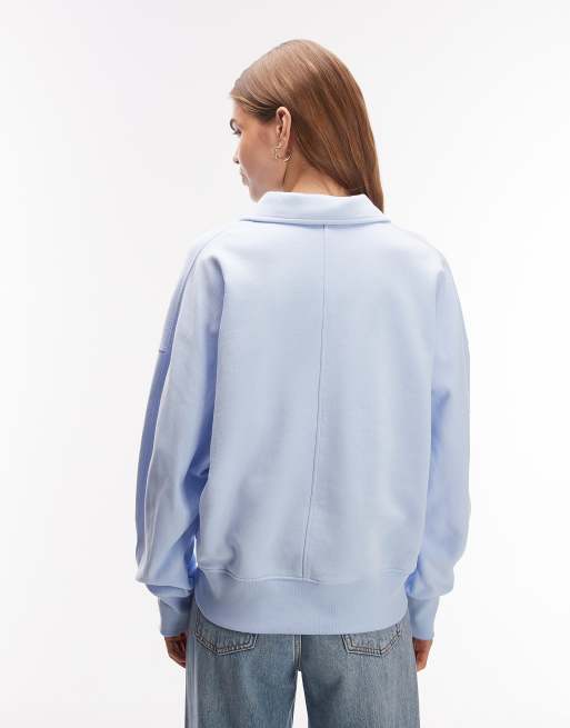 ARKET - Polo stile rugby a maniche lunghe in puro cotone azzurra, 2 di 4
