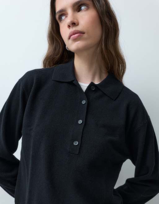 ARKET Poloshirt aus Wolle in Schwarz, 3 von 5