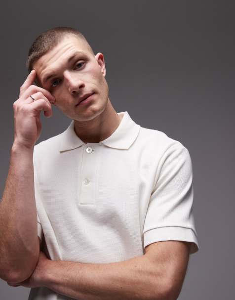 ARKET - Poloshirt van jersey met textuur en korte mouwen in wit - view 1