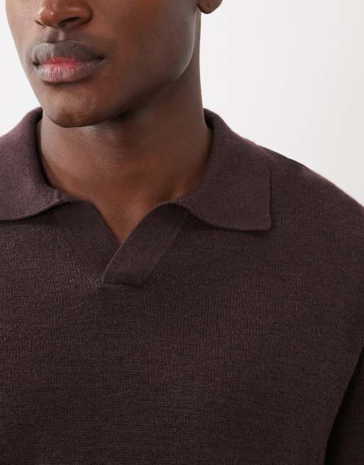 ARKET - Poloshirt van zachte linnenmix met korte mouwen in bruin, 5 van 5