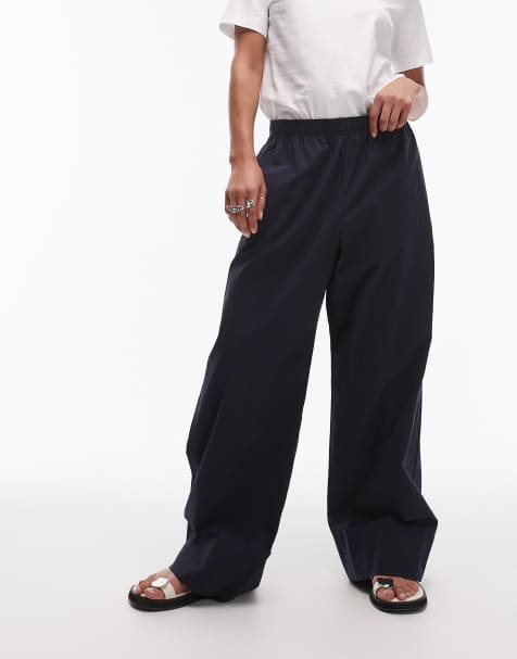 ARKET – Popeline-Schlupfhose in Marineblau mit geradem Schnitt - view 1