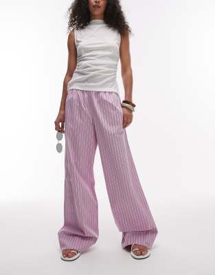 Arket Poplin Straight Leg Pants With Pull-on Waist In Purple