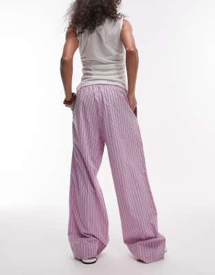 Arket Poplin Straight Leg Pants With Pull-on Waist In Purple