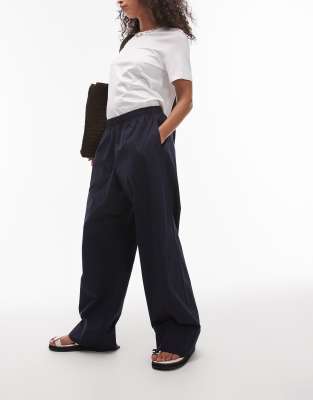 Arket Poplin Straight Leg Pants With Pull-on Waist In Black