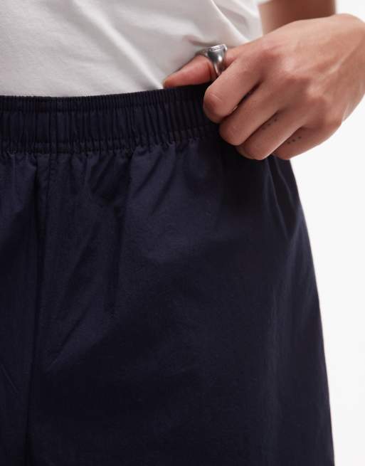 ARKET poplin straight leg pants with pull-on waist in navy, 3 of 5