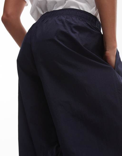 ARKET poplin straight leg pants with pull-on waist in navy, 5 of 5