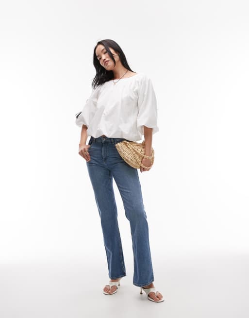 ARKET poplin top with bubble hem in white, 2 of 4
