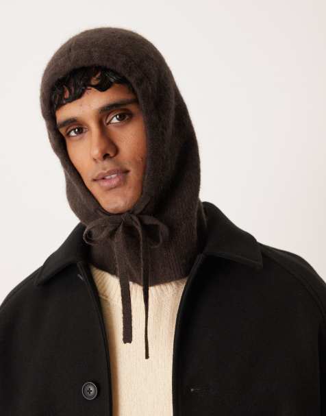 ARKET premium alpaca and wool knitted hood in brown - view 1