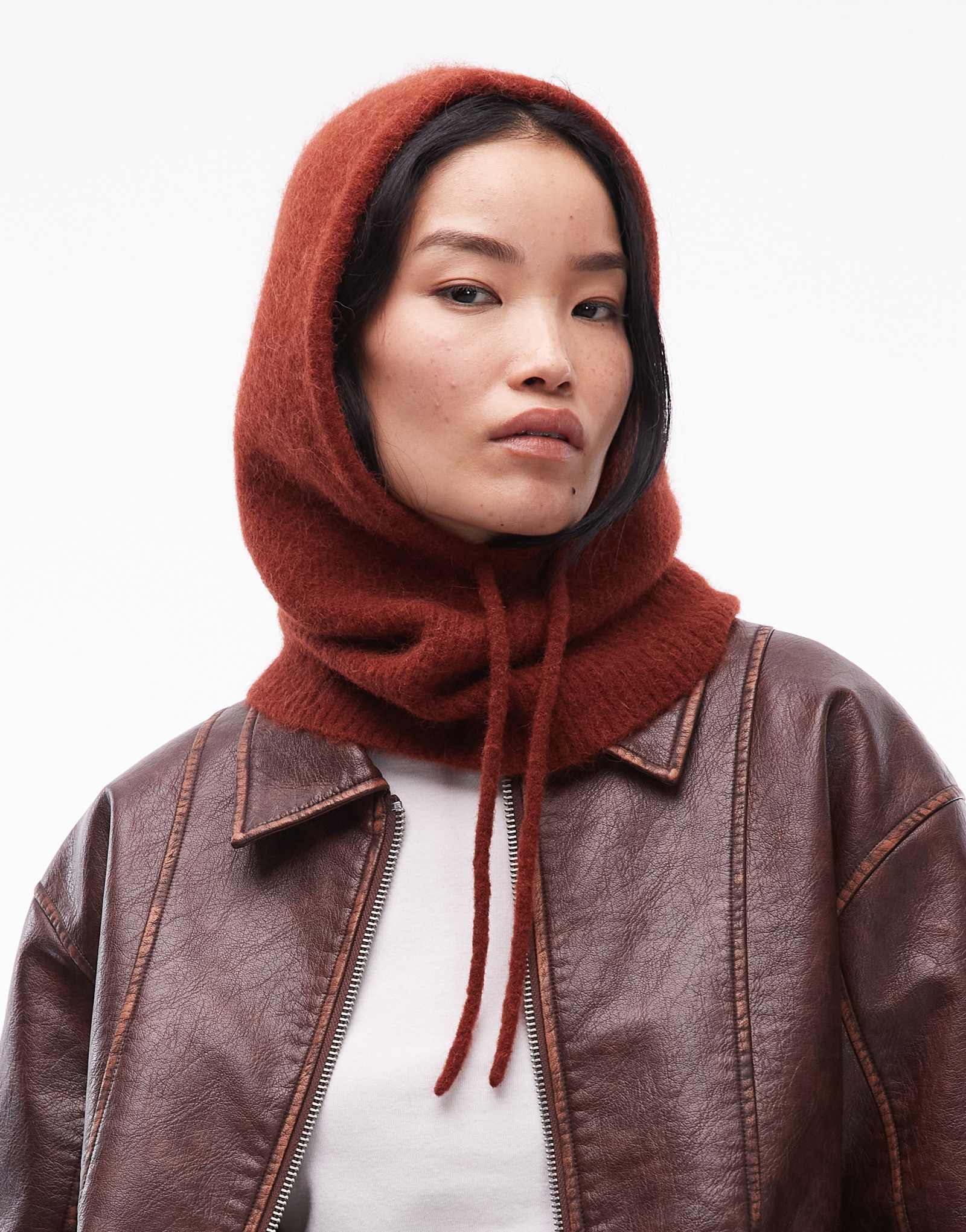 Капюшон ARKET premium из смеси альпаки цвета ржавчины