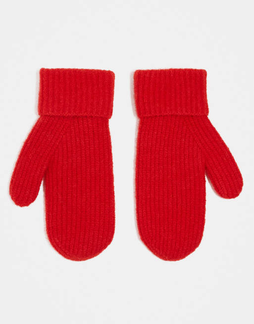 ARKET premium alpaca blend rib mittens in dark orange