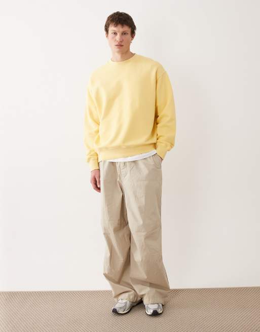 ARKET premium crew neck sweat shirt in yellow , 2 of 5