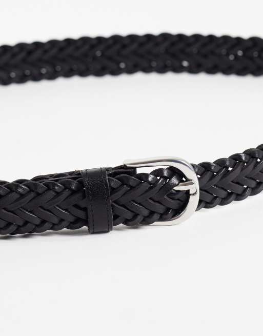 ARKET premium gevlochten leren riem in zwart, 2 van 3