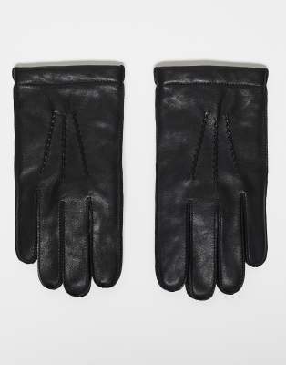 Arket Premium Leather Gloves In Black