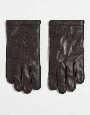 Arket Premium Leather Gloves In Brown