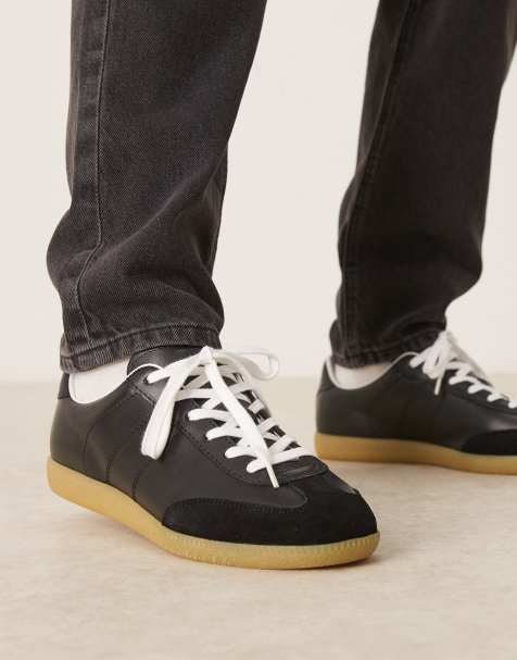 ARKET premium leather sneaker trainers in black - view 1