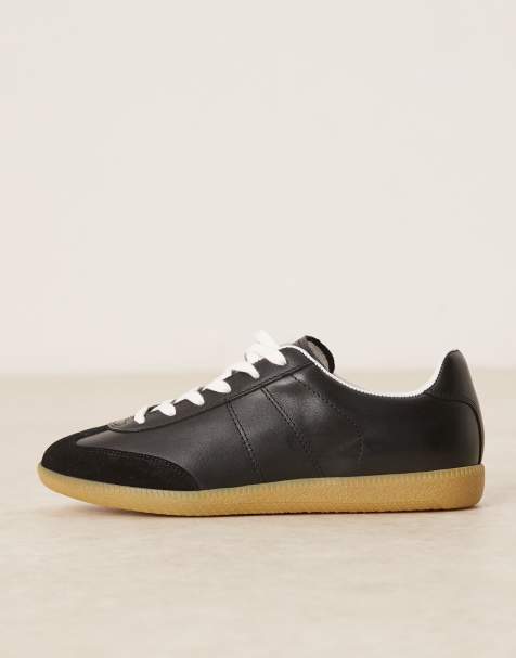 ARKET premium leather sneaker trainers in black - view 2