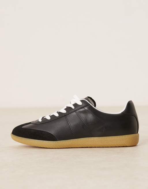 ARKET premium leather sneaker trainers in black, 2 of 5