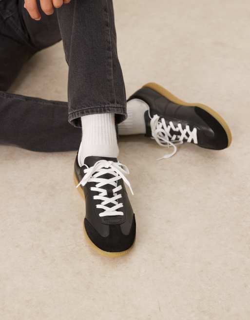 ARKET premium leather sneaker trainers in black, 5 of 5