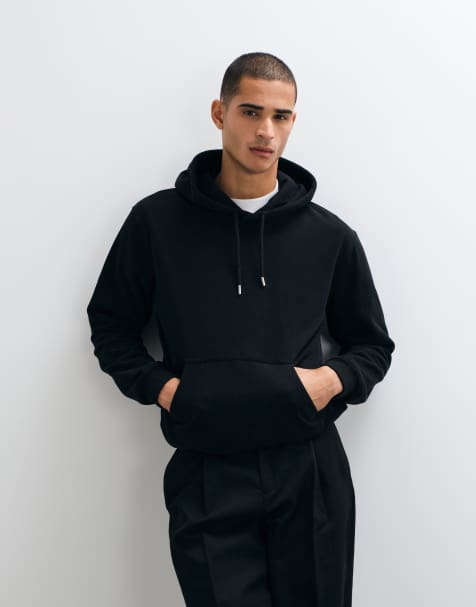 ARKET Premium pure cotton heavy weight hoodie in black - view 1
