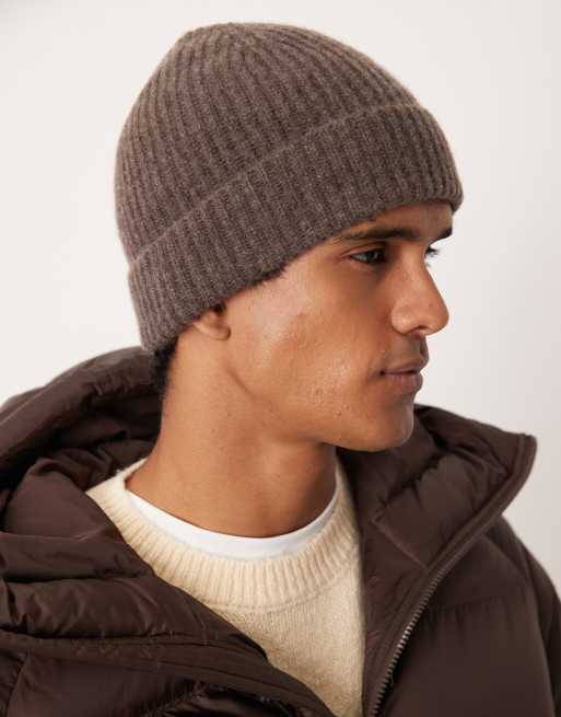 ARKET premium pure knit beanie in brown | ASOS