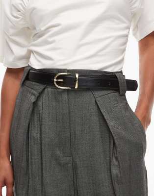 ARKET premium real leather belt with gold buckle in black