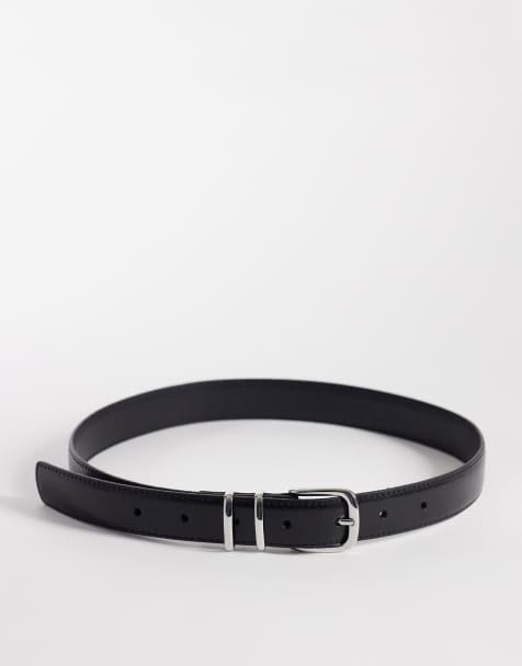 ARKET premium real leather belt with gold buckle in black - view 1