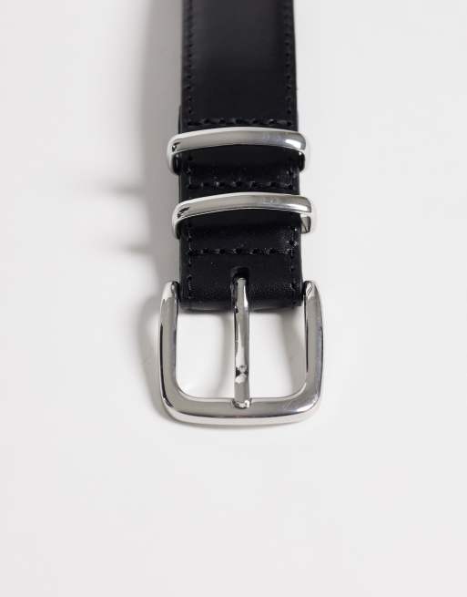 ARKET premium real leather belt with gold buckle in black, 3 of 3