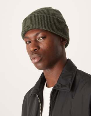 Arket ARKET premium ribbed beanie in dark green