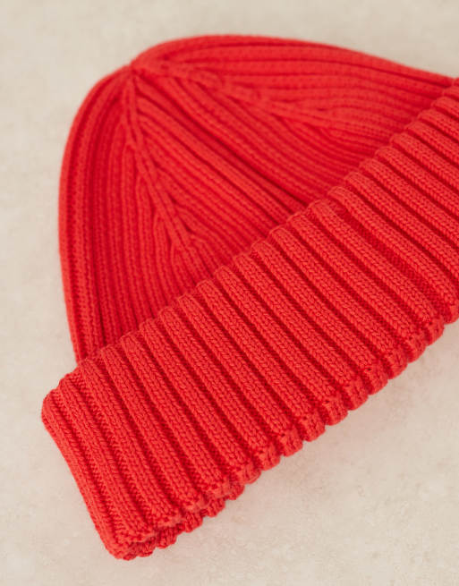 ARKET - Bonnet court en maille côtelée de qualité supérieure - Rouge foncé