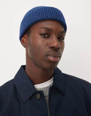 Arket ARKET premium ribbed short beanie hat in indigo-Blue