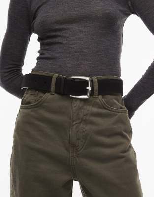 premium suede belt in black