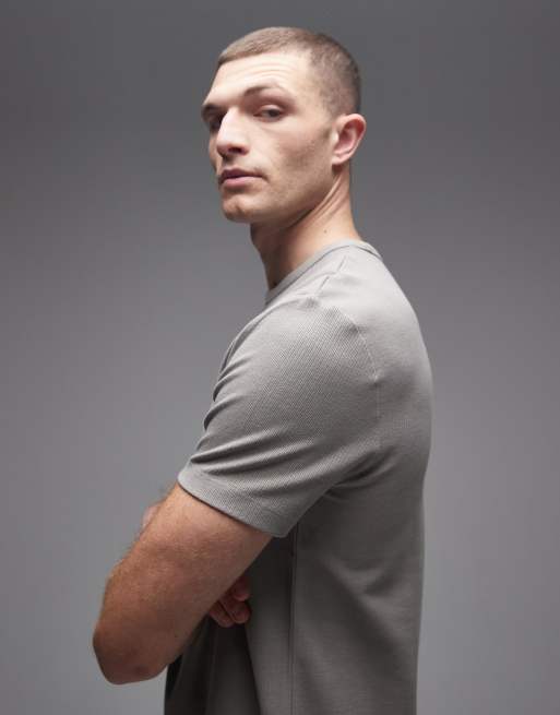ARKET - Premium - T-shirt van zuiver katoen met textuur in grijs, 4 van 5