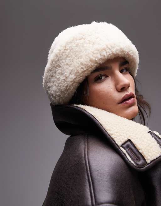 Shearling Hat ARKET Premium Wool Blend Faux Shearling Hat With