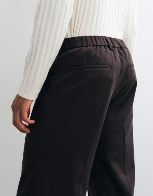 ARKET pue cotton pintuck trouser in brown, 3 of 5