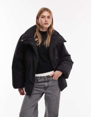 ARKET puffer coat with clean padding in black