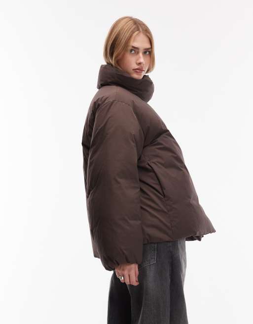 ARKET puffer coat with clean padding in brown, 4 of 4