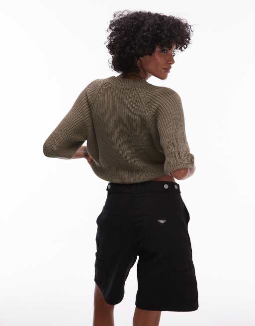 Pull en maille demi-zippé – Vert kaki – Homme – CH