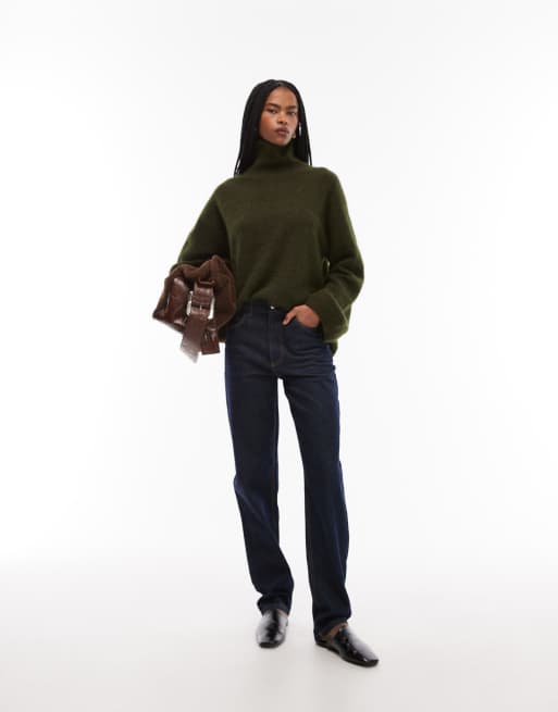 ARKET alpaca and wool knit sweater with turtleneck in green