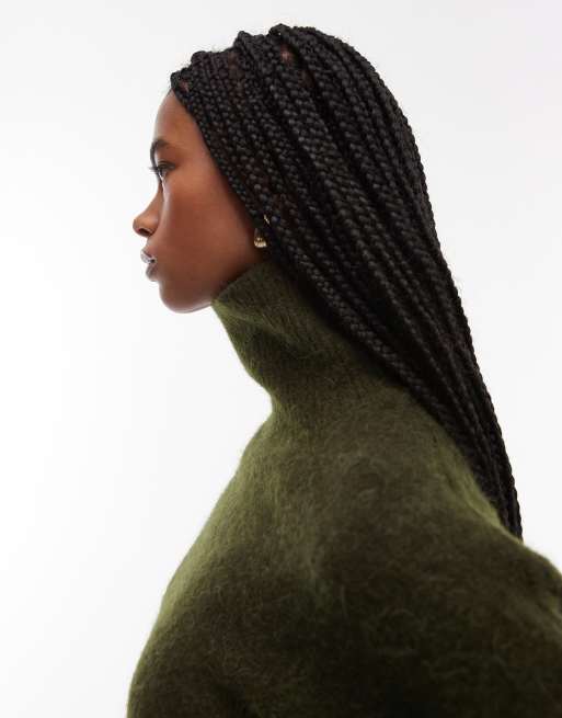ARKET alpaca and wool knit sweater with turtleneck in green