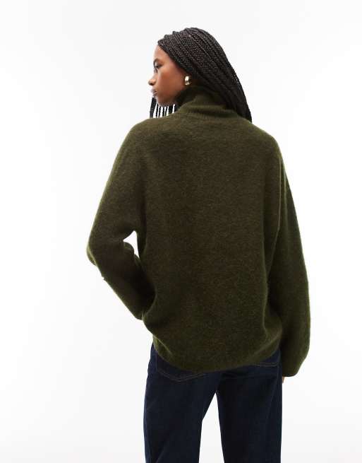 ARKET alpaca and wool knit sweater with turtleneck in green