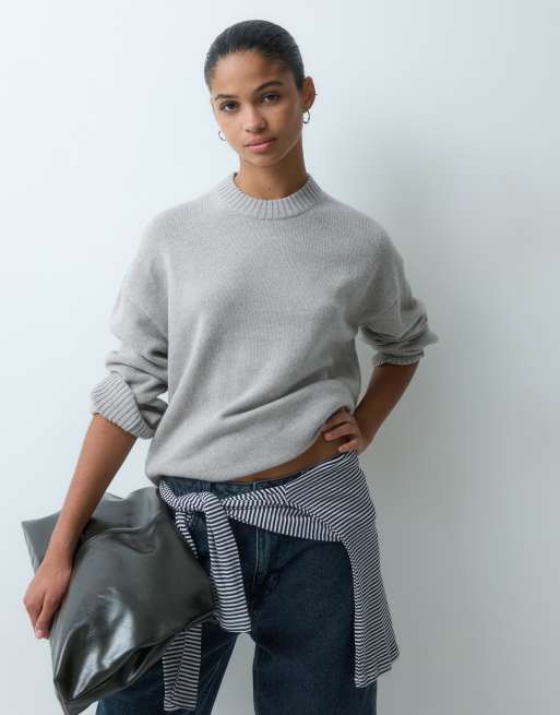 ARKET pull en laine et cachemire coupe relaxed en gris clair, 2 de 4