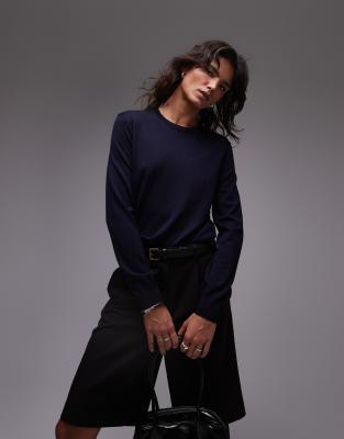 ARKET - Pull en maille fine de laine mérinos - Bleu marine