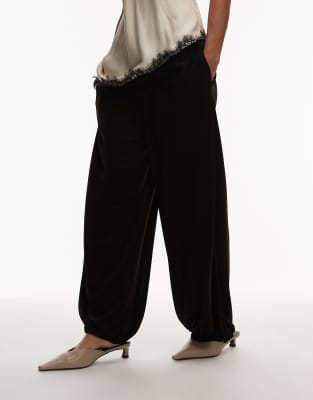 Arket Pull On Balloon Shape Pants With Shine In Black